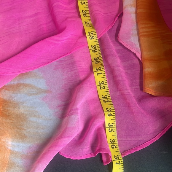 Arden B high low long skirt hot pink, orange elastic waist lined, large - Picture 7 of 9